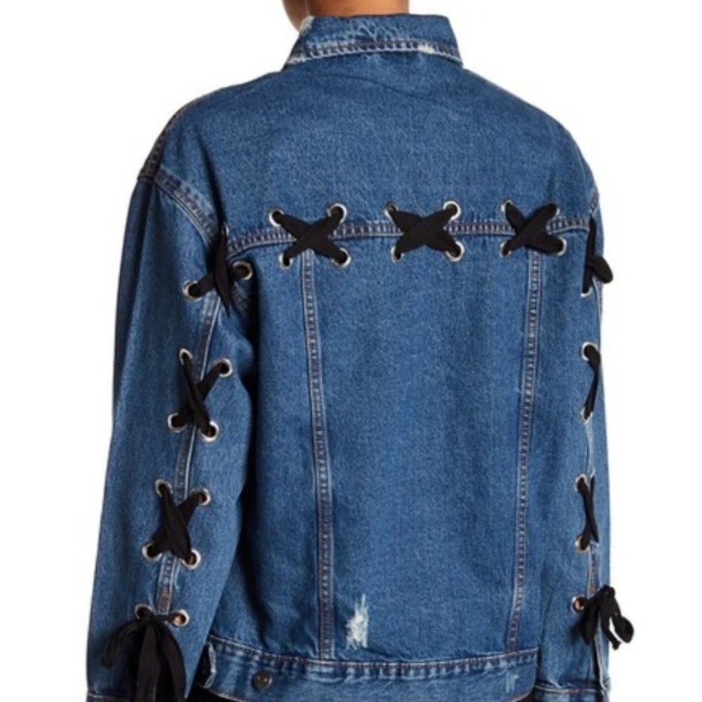 RD Style Denim Lace-Up some distress blue Jacket size S